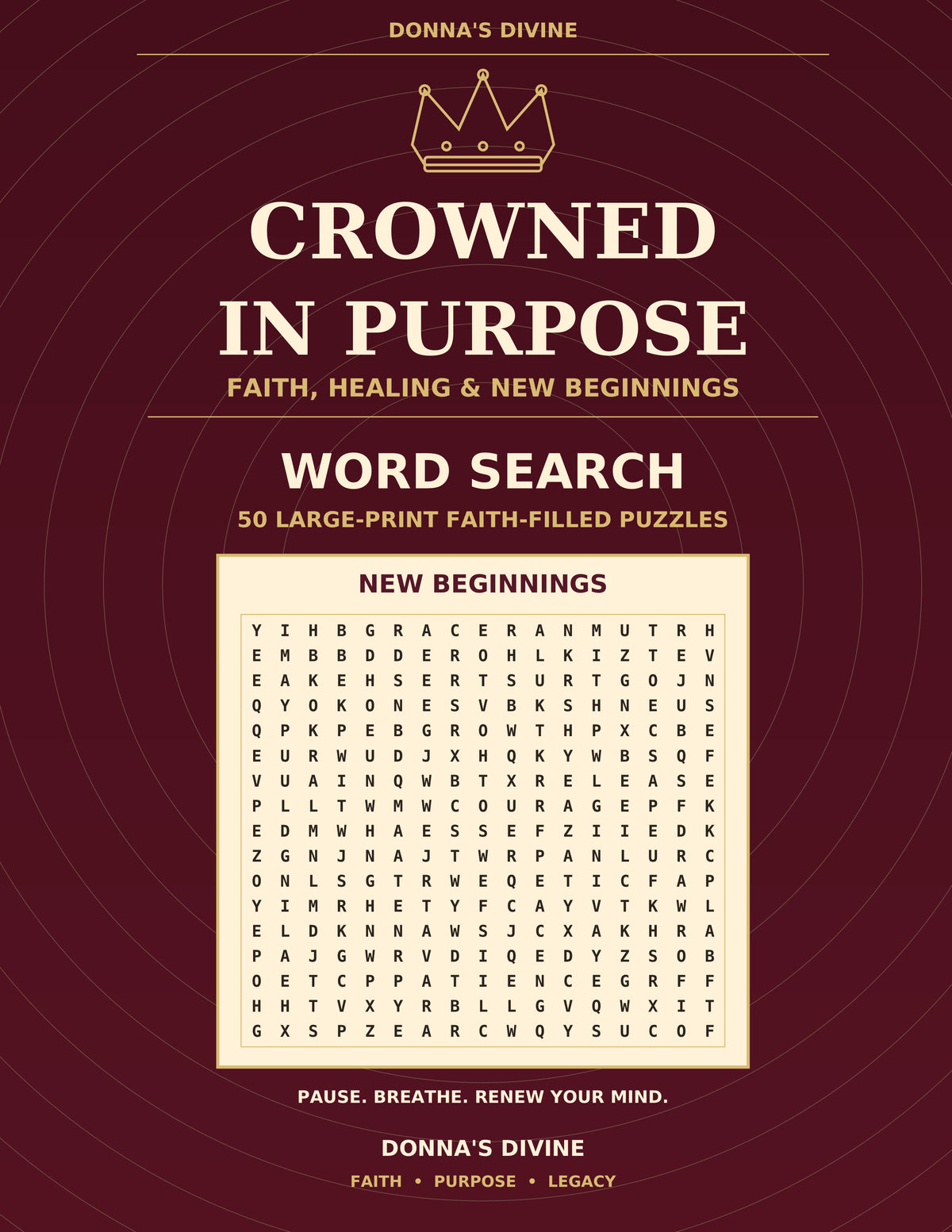 Crowned in Purpose: Faith, Healing & New Beginnings — Large-Print Word Search Book