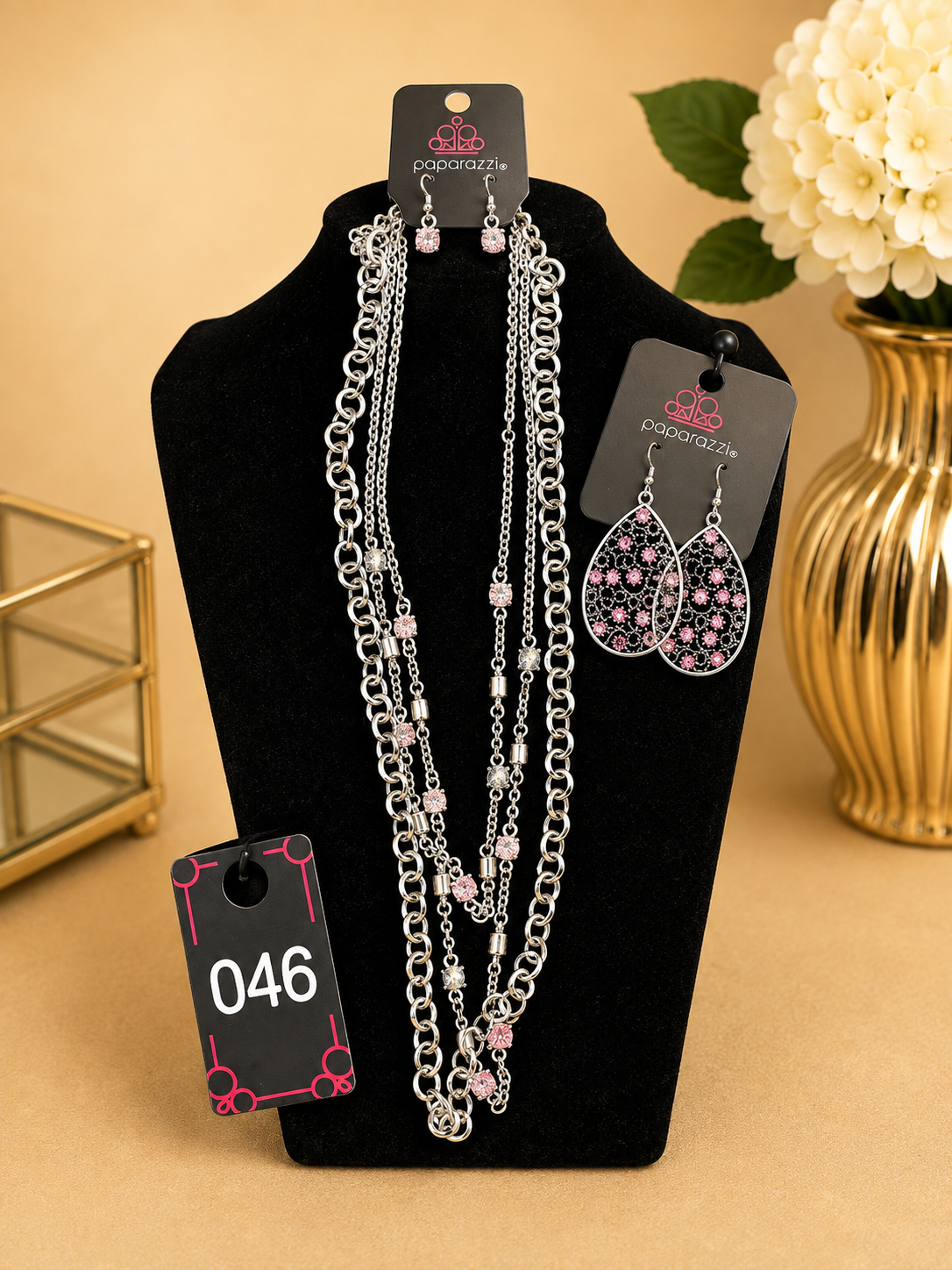 Divine Blush Layered Silver & Pink Jewelry Set