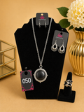 Divine Midnight Statement Necklace & Earring Set