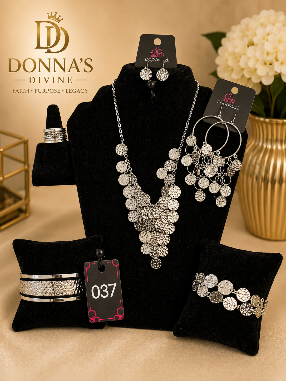 Divine Rhythm Silver Disc Jewelry Set