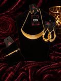 Gold Crescent Statement Necklace & Earring Set