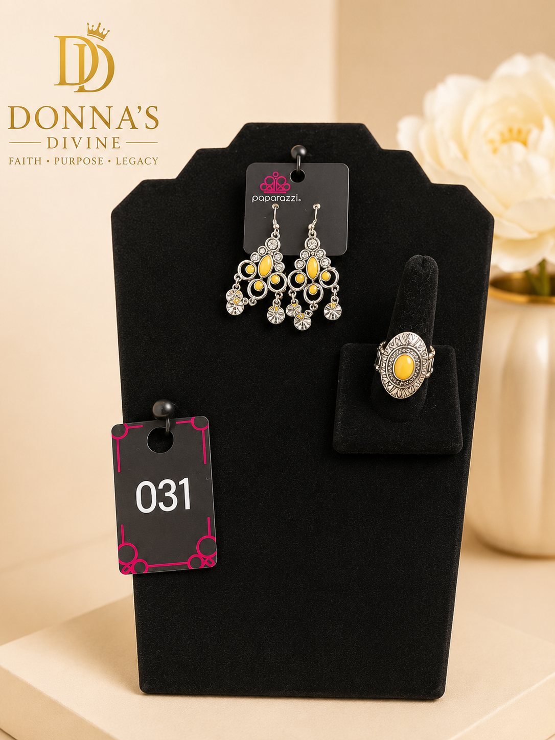 Golden Glow Statement Earrings & Ring Set