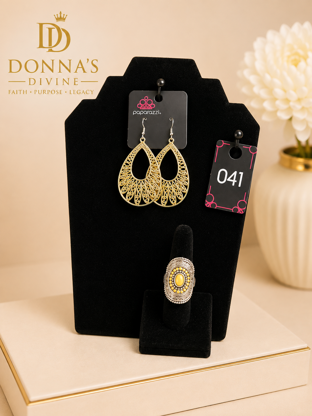 Golden Grace Earrings & Ring Set