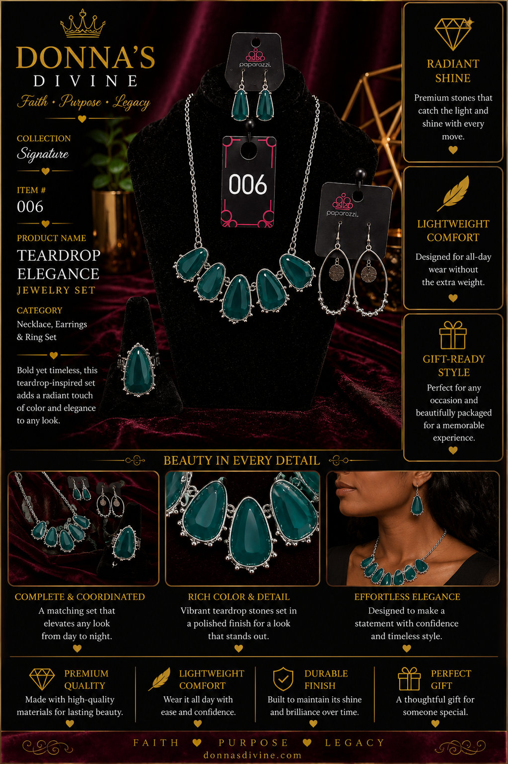 Teal Elegance Statement Jewelry Set