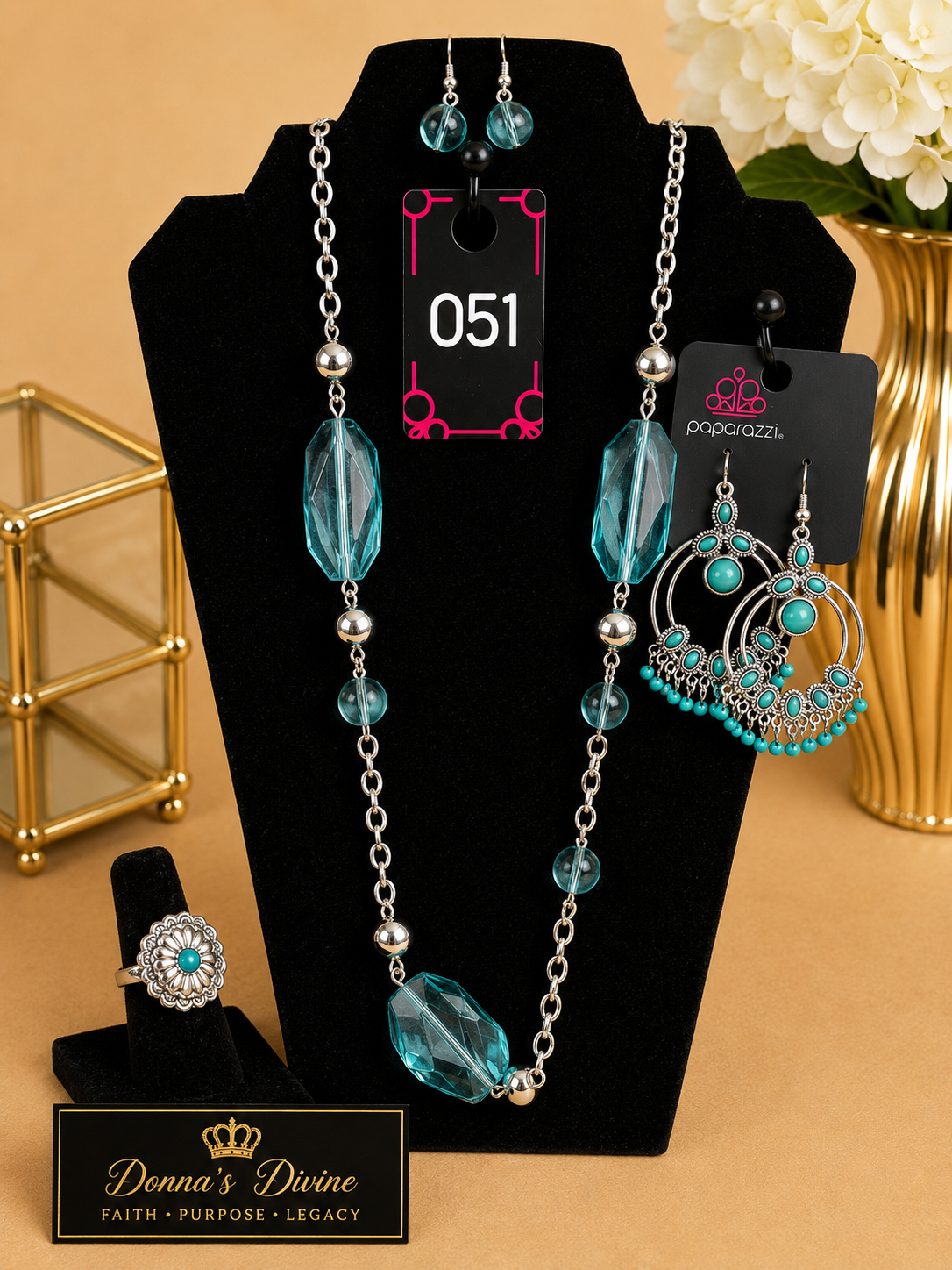Divine Aqua Facet Statement Jewelry Collection – #051